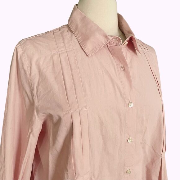 J. Jill Grown Up Pink Blouse Shirt Sz L Pleated Details Front and Back Button Up - Picture 7 of 11